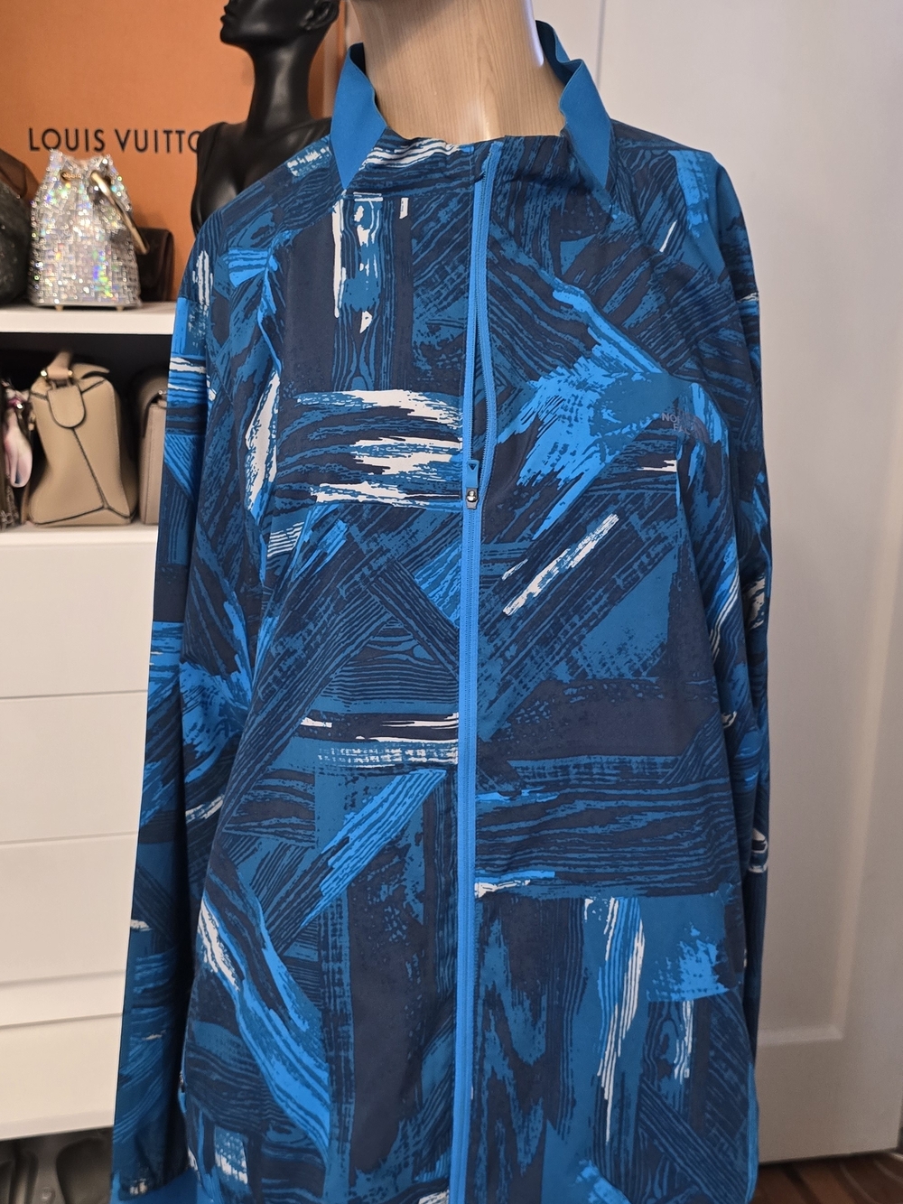 Men'sThe North Face Blue Patterned Light Jacket Sz XL